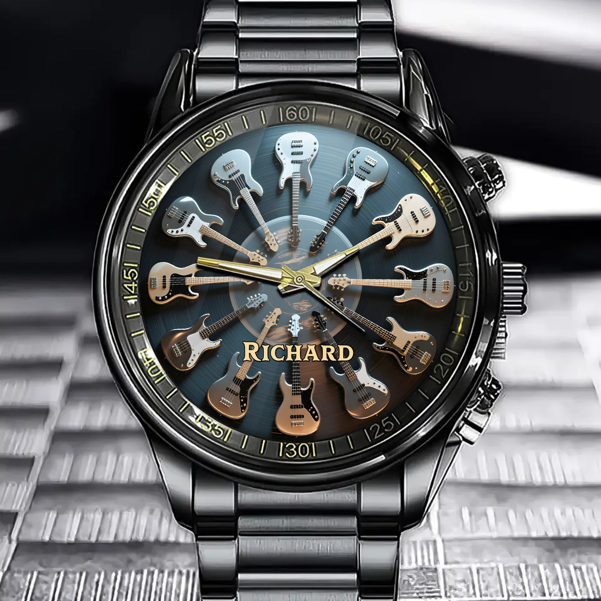 Custom 12 Bass Guitar Watch - Personalized Design for Bass Guitar Enthusiasts