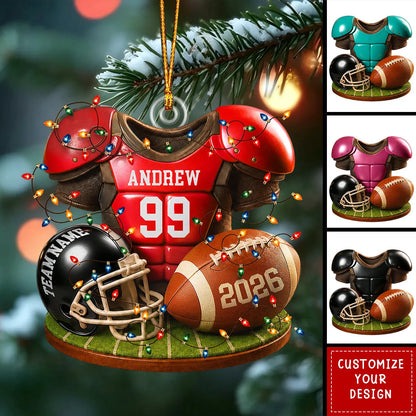 Custom Acrylic Football Ornament - Personalized Jersey & Helmet Keepsake - Game Day Glory